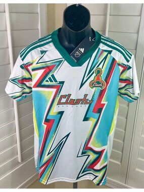 Adidas MLS San Jose Clash Retro Lightning Design Soccer Jersey - Men’s L - NWT